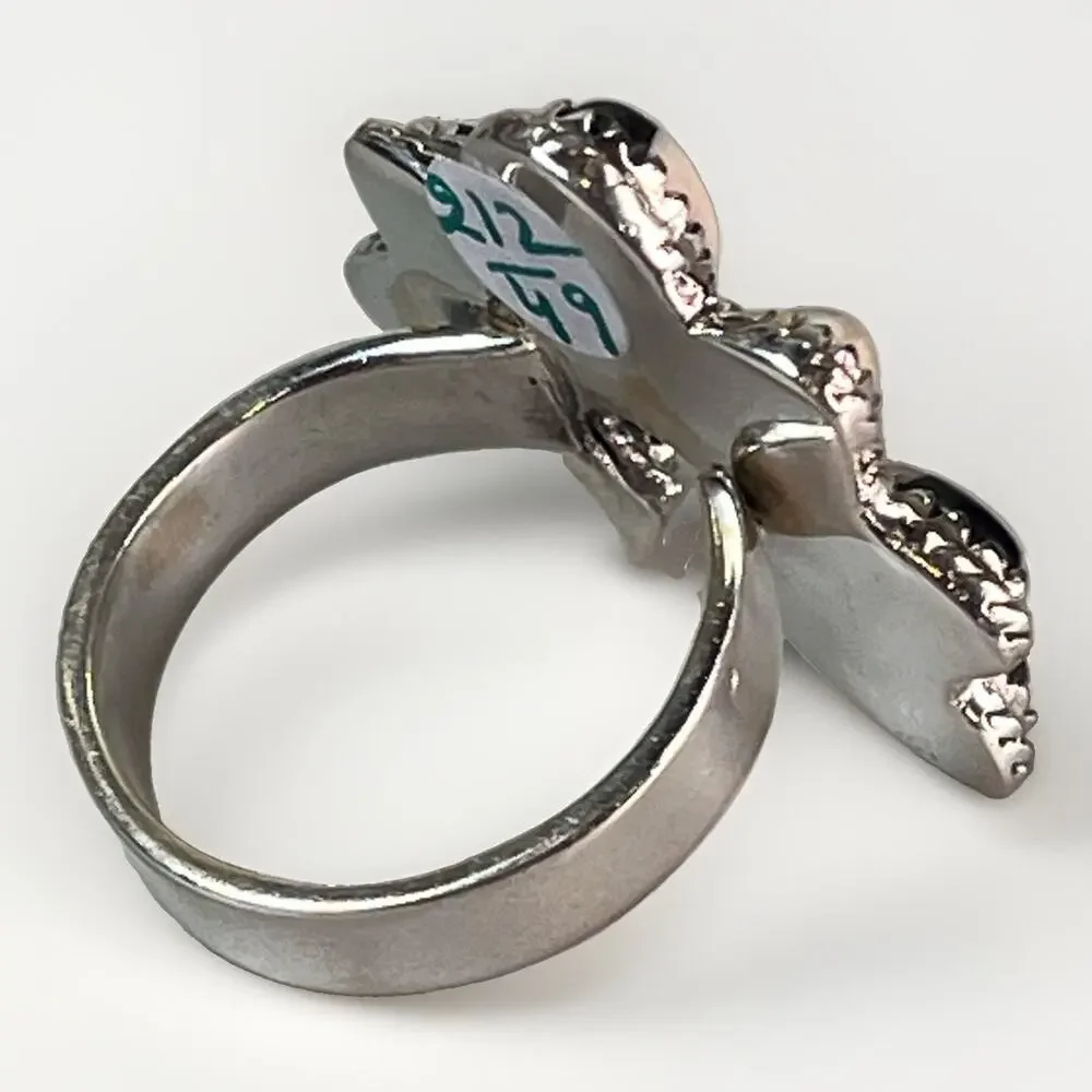 White Buffalo Turquoise Sterling Silver Naja Cluster Statement Ring Adjust Size